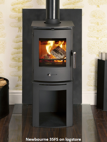 Newbourne 35FS on logstore with flames low res
